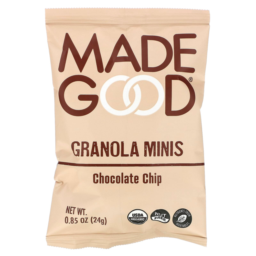 MadeGood, Granola Minis, шоколадная крошка, 5 пакетиков по 24 г (0,85 унции)