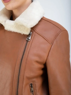 Дубленка авиатор женская натуральная удлиненная Турция