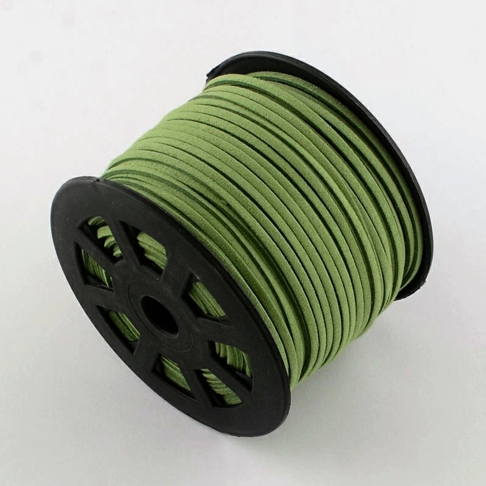 шз3-ол Шнур из замши 3мм плоский, оливковый, метр