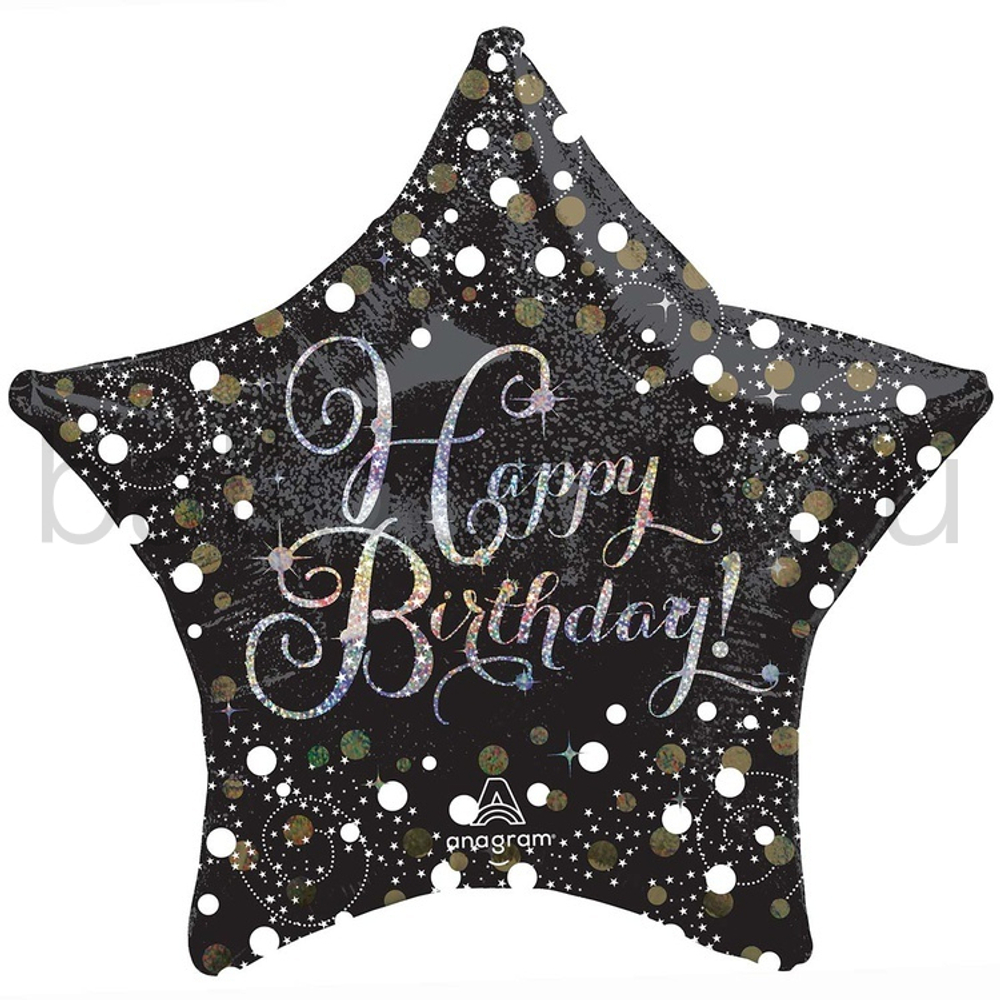 Фольгированная фигура, звезда с рисунком, HB Sparkling Birthd Звезда, 28"/71 CM