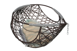 Кресло подвесное Фелиса с крышей арт.7021 (стойка+основание черн, корз.корич, подуш.беж. 3уп. (Т))