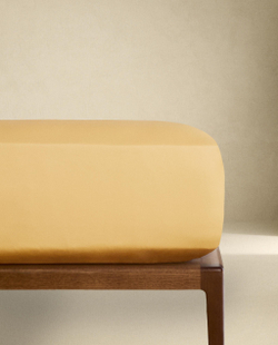 Zara Home - Атласная простыня с эластичной лентой, высота 30 см (вес 300 нитей), желтый, 180х200х30 см