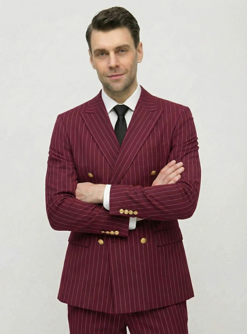 Мужской костюм двубортный (красный) А75