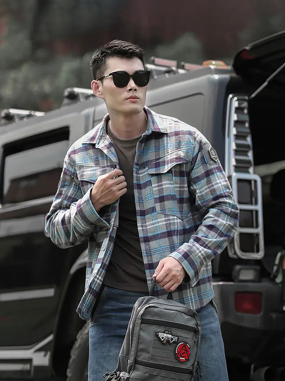 Рубашка Emersongear Blue Label Longicorn Flannel Shirt (Blue Gray Grid)