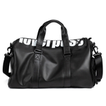 LOVERPUSS Polyurethane Travel Gym Bag Small Unisex Cool Black