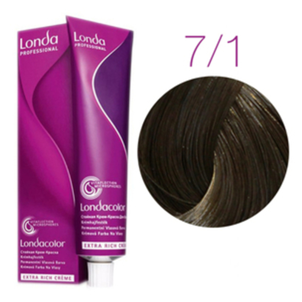 Londa Color стойкая крем-краска, 7/1 блонд пепельный, 60мл