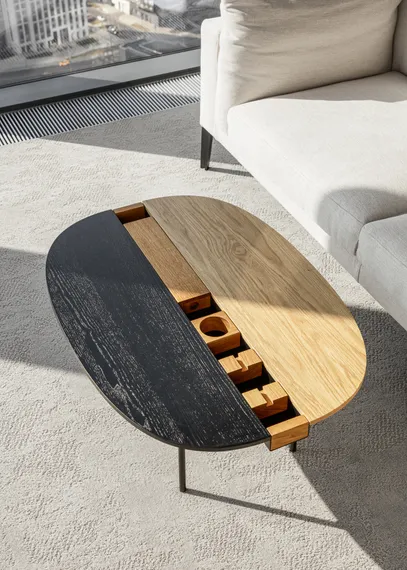 Журнальный столик Between S, 90х64х37 см, черный ясень