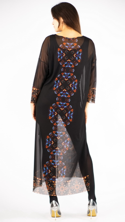 Платье-туника из сетки "Загадки скифов", принт по мотивам скифских татуировок, по материалам раскопок Пазырыкских курганов