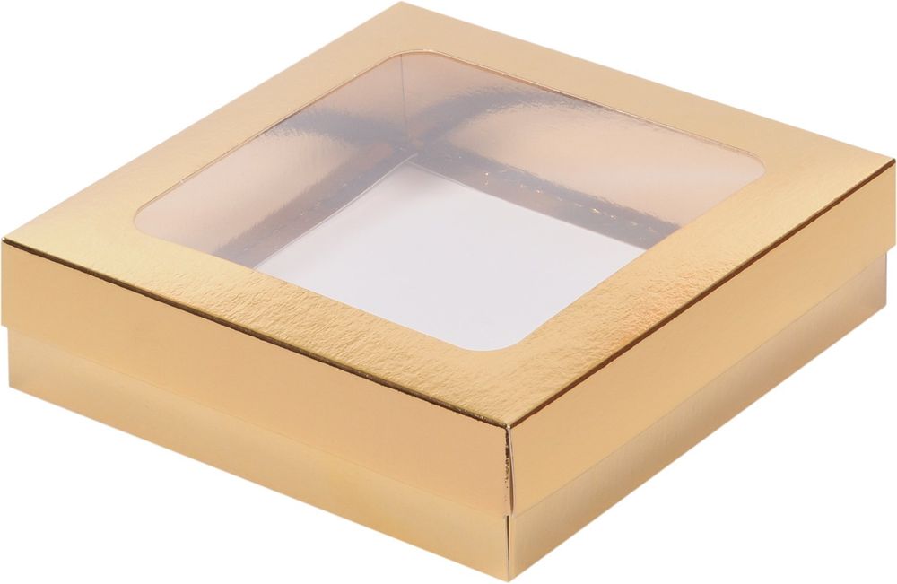 Коробка для клубники в шоколаде 150*150*40 мм (золото)