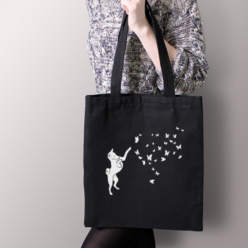 Тканевая сумка "Басенжи и бабочки"