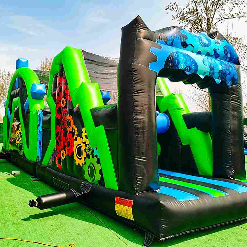 Коммерческая надувная полоса препятствий «Кибер», 18×3×4 м