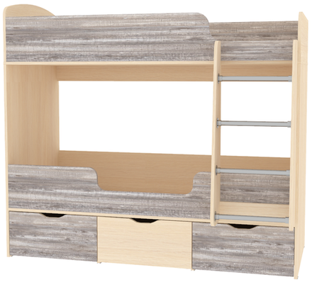 Кровать двухъярусная КарИВи Малыш Двойняшка  Дуб Молочный Бетон