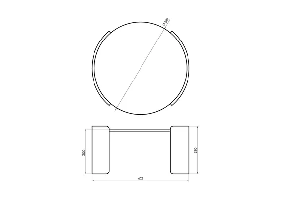 Столик Lagom Stone D 65 см высота 32 см (камень OV, орех)