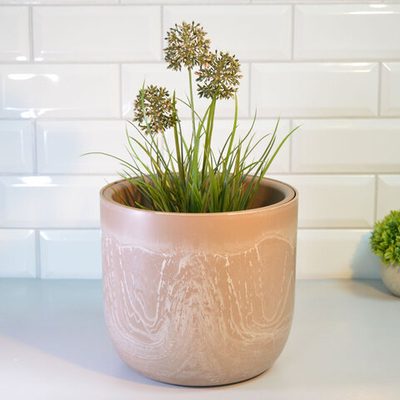 Кашпо Микрит 3,7л d220мм со вставкой, бежевый слайн