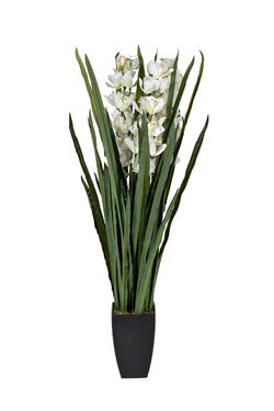 Орхидея Cymbidium искусствнная белая в горшке