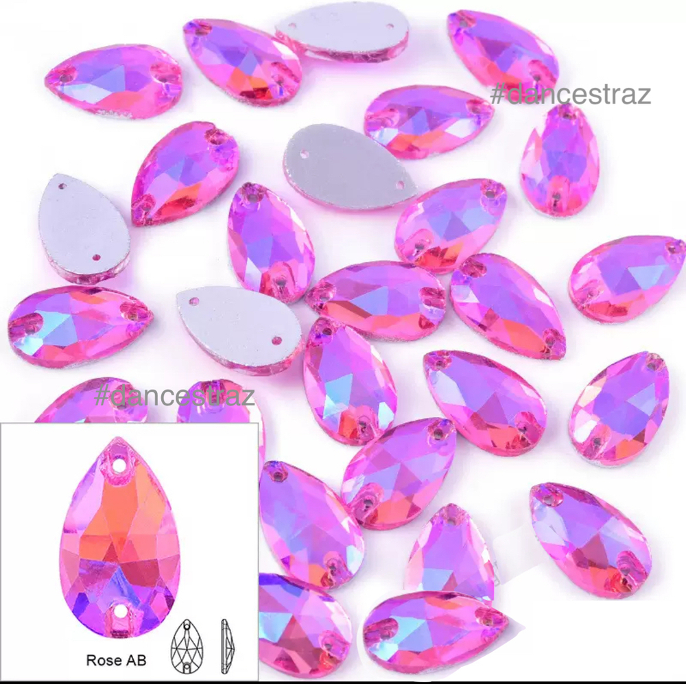 Стразы пришивные, Teardrop, Rose AB, A3-P38, 13*18mm, (24 ea/pkg), 3A (F2)