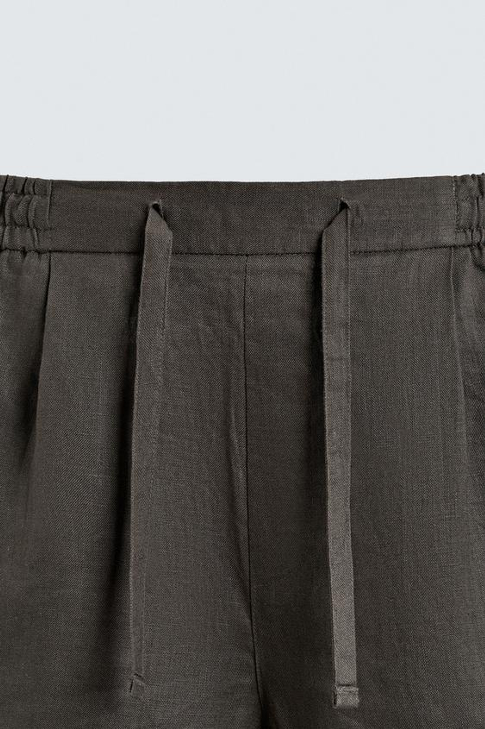 ZARA ШОРТЫ RELAXED FIT ИЗ 100% ЛЬНА, ТЕМНО-ЗЕЛЕНЫЙ