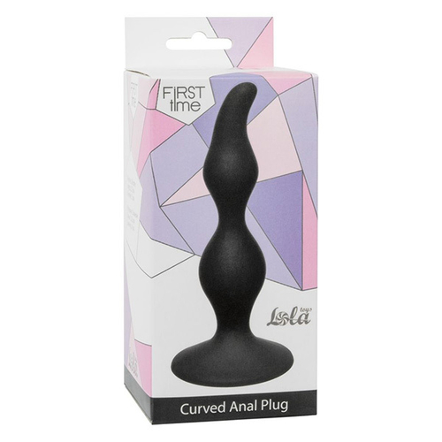 Чёрная анальная пробка 12,5см Lola Games First Time Curved Anal Plug Black 4105-03Lola