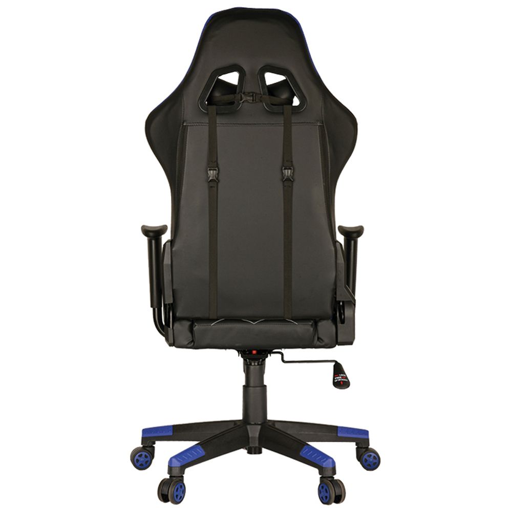 Кресло игровое Helmi HL-G02 "Grand Prix", экокожа, черная/синяя, 2 подушки
