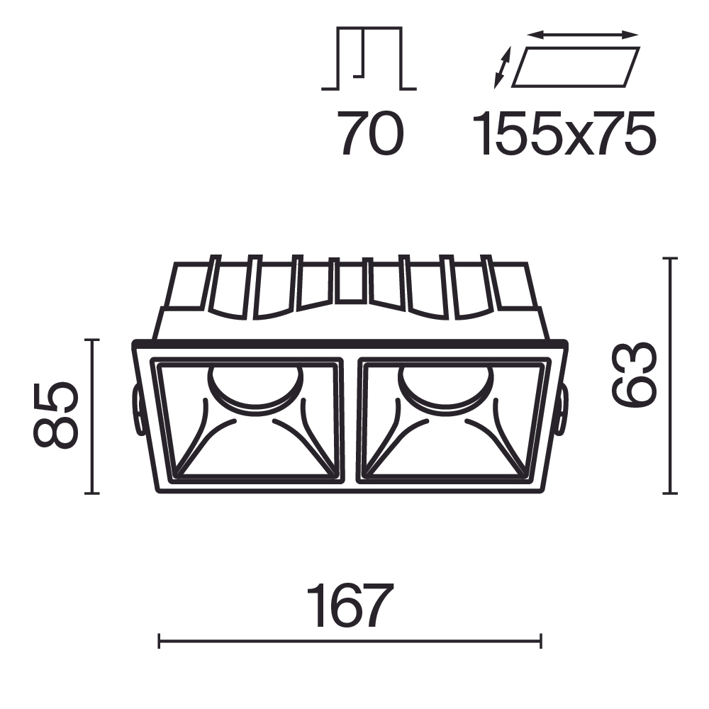 Встраиваемый светильник Technical DL043-02-15W3K-D-SQ-WB