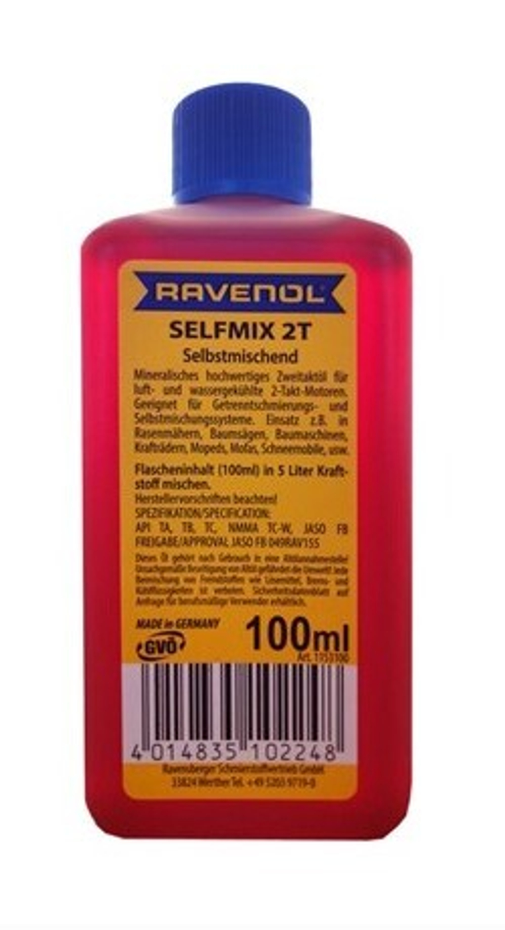 Масло Ravenol Selfmix 2T минеральное 100мл 4014835102248