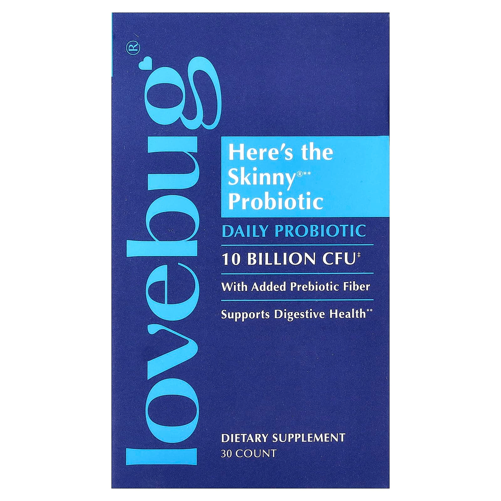 LoveBug Probiotics, Here's The Skinny®, пробиотик, 30 таблеток