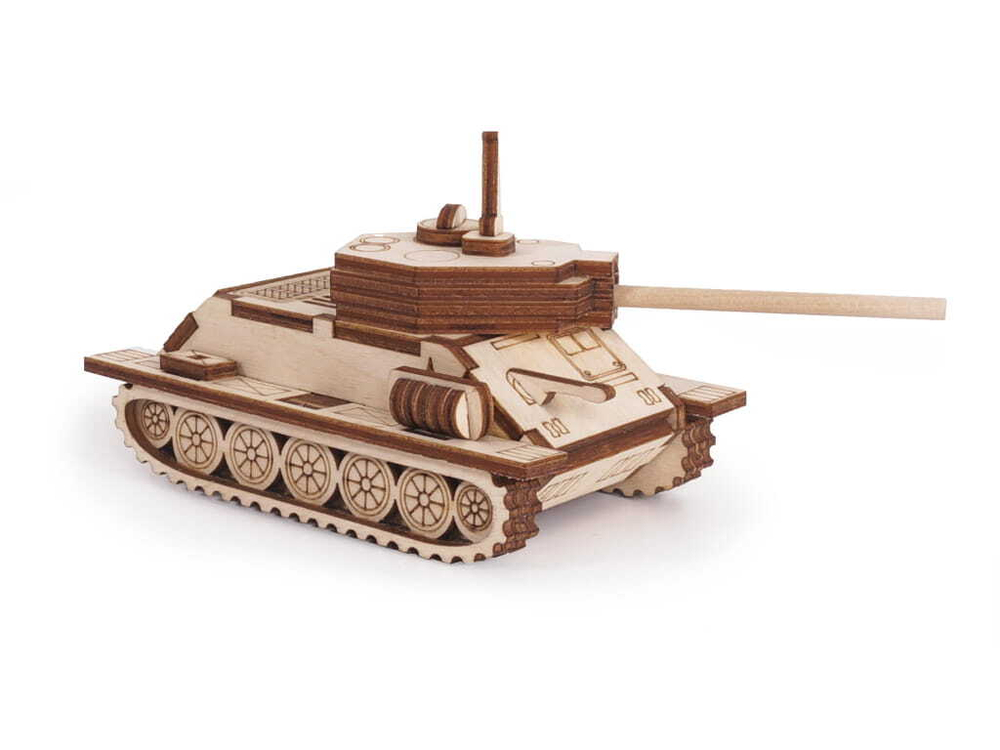 Танчик Т-34 Lemmo - "Военная техника". Деревянный конструктор, сборная модель, 3D пазл