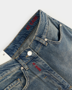 Джинсы женские прямые зеленого цвета Woman Jeans Straight Dirty Blue