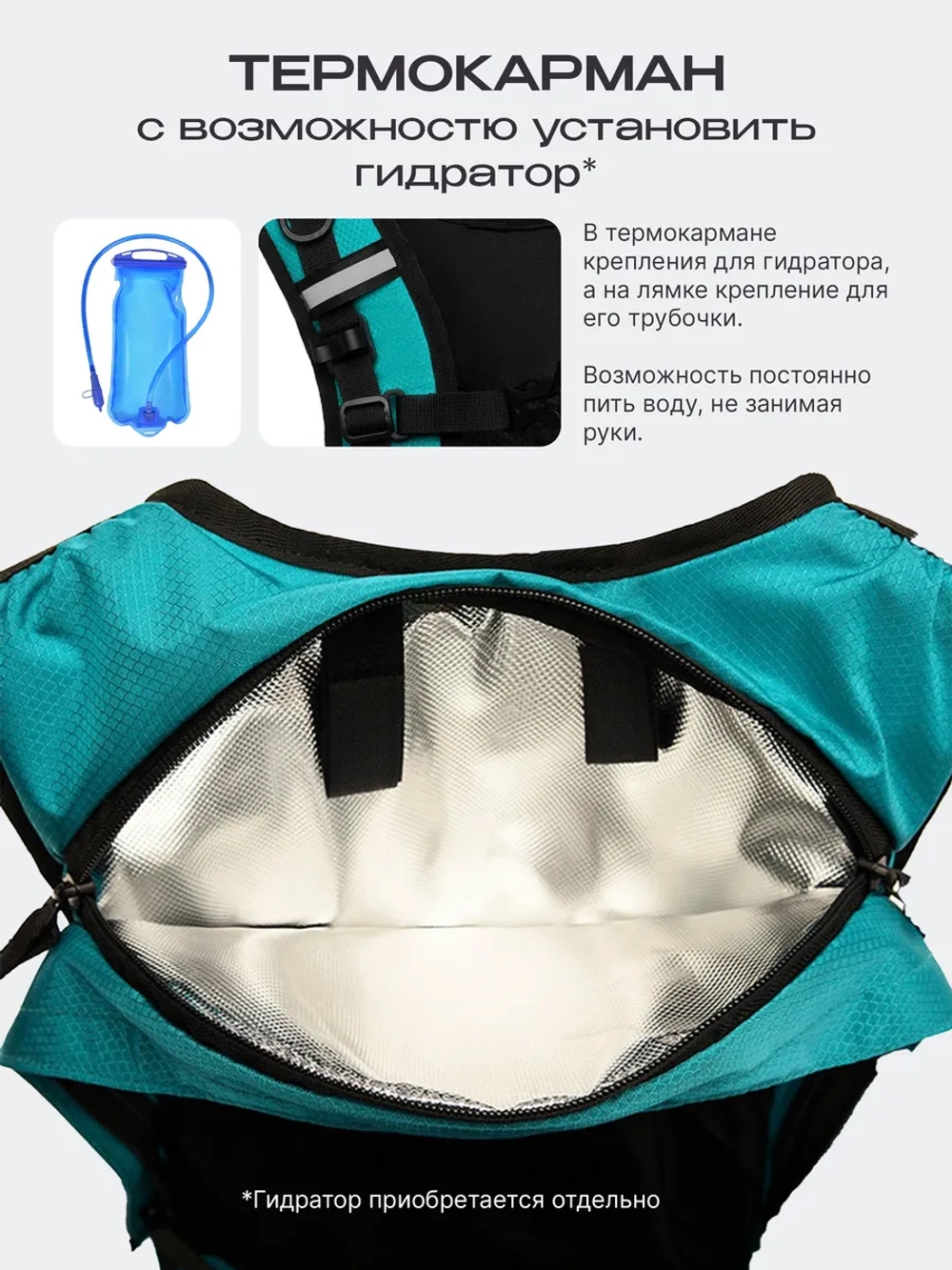 Рюкзак спортивный туристический бирюзовый для велоспорта