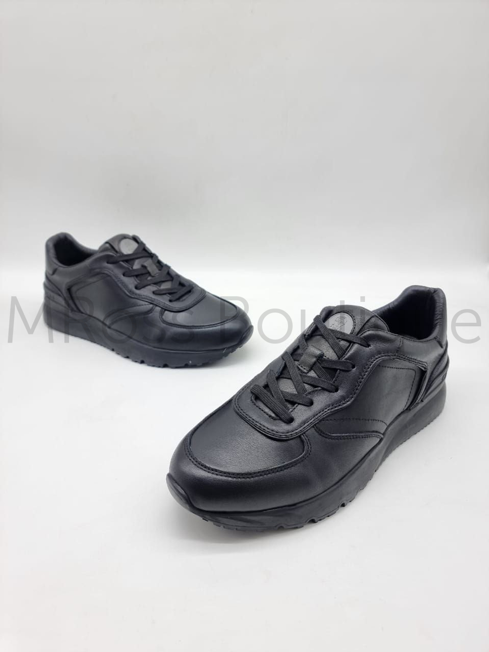 Мужские чёрные кожаные кроссовки Brunello Cucinelli люкс класса