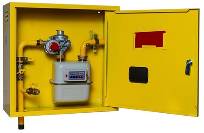 Шкафной газораспределительный пункт ГРПШ-ОХТА-RF-10-1-НП-С6-П1 (желтый)