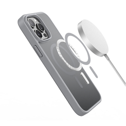 Прозрачный матовый чехол с серыми рамками и с MagSafe от Dux Ducis для iPhone 15 Pro Max, серия Yind Series Case