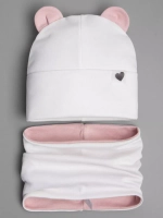 Шапка для девочек осенняя, с ушками и снудом