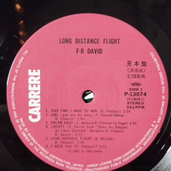 Винтажная виниловая пластинка LP F.R. David Long Distance Flight (Japan 1985) (Promo) This Time I Have To Win