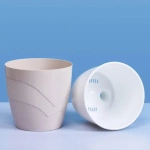 Кашпо для цветов пластиковое 1,2л d-13см»Грация» со вставкой льняной