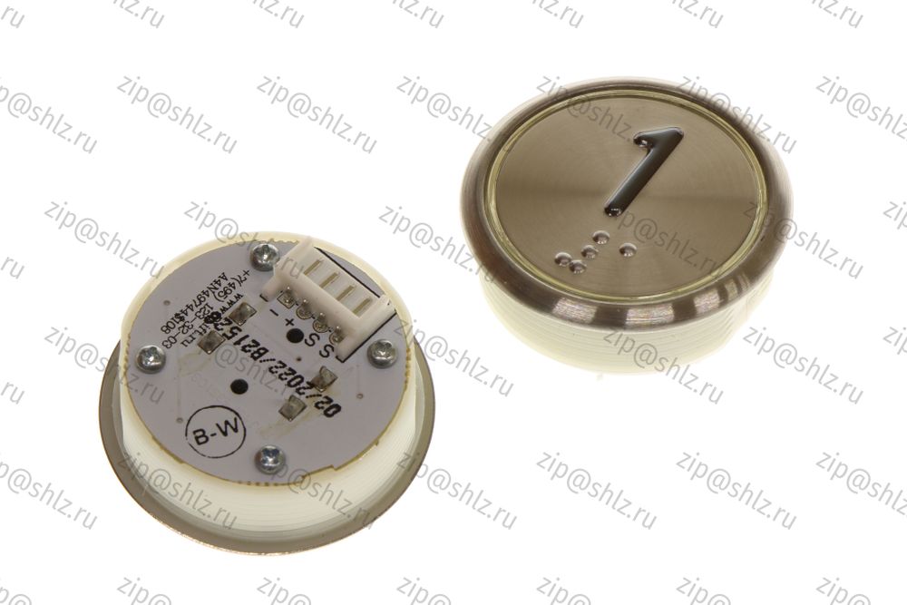 Кнопка (кнопочный модуль) BBP-R331-CMPLT-S-W-01-C &quot;1 этаж&quot;, круглая, статическая белая подсветка, Брайль.