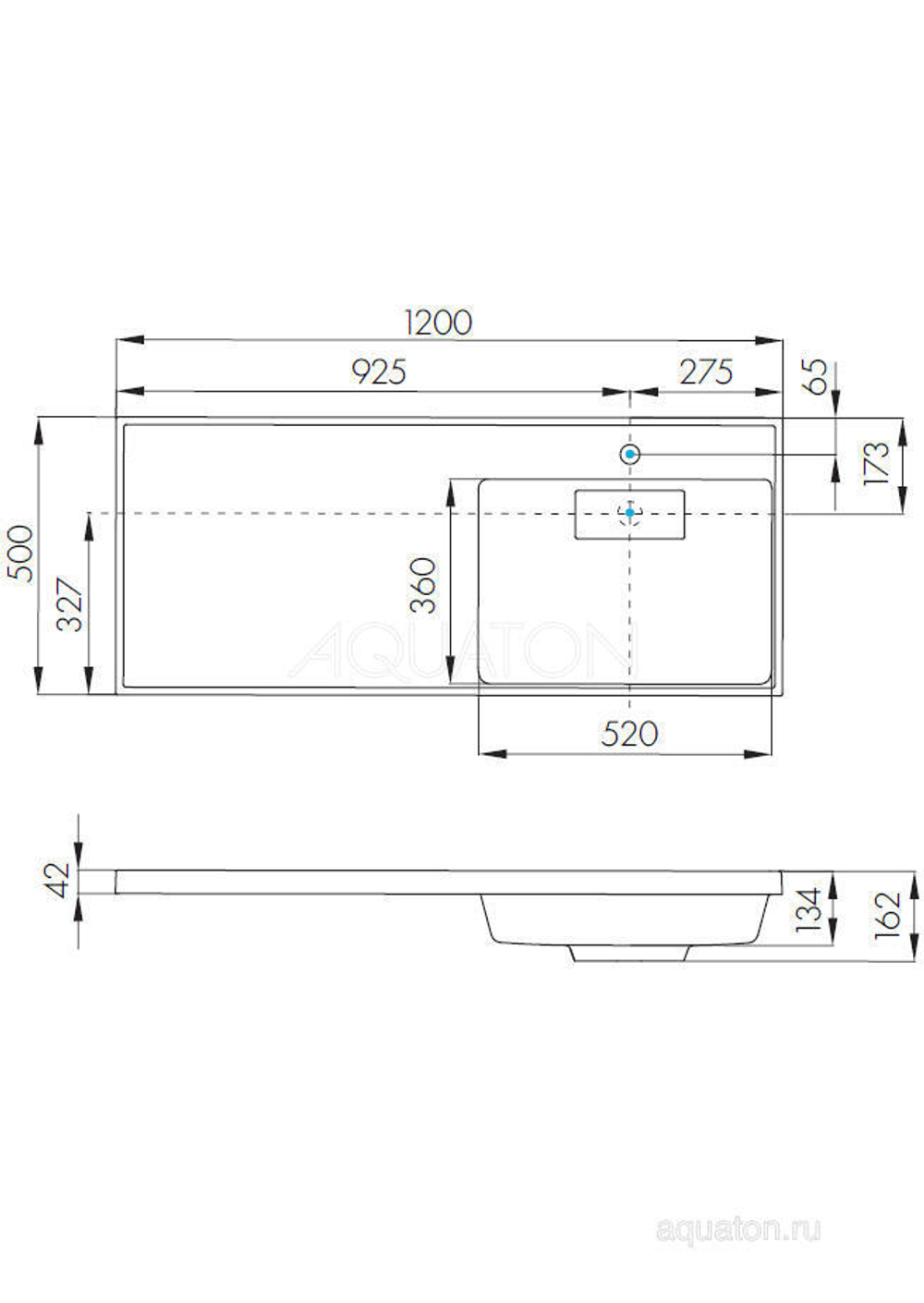 Раковина Aquaton Лондри 1200 белая правая 1A72243KLH010