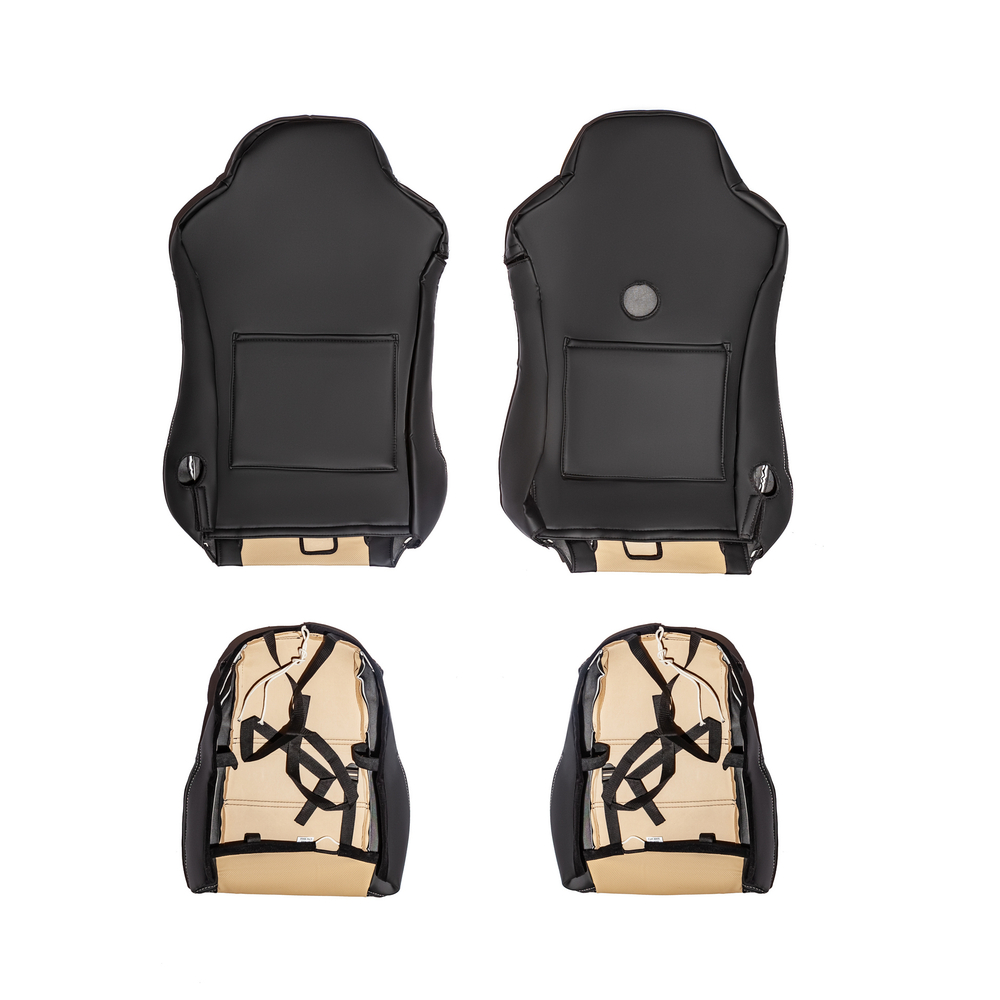 Чехлы Sitrak C7H MAX 3D (экокожа, черный цвет, бежевая экокожа посередине, кант)