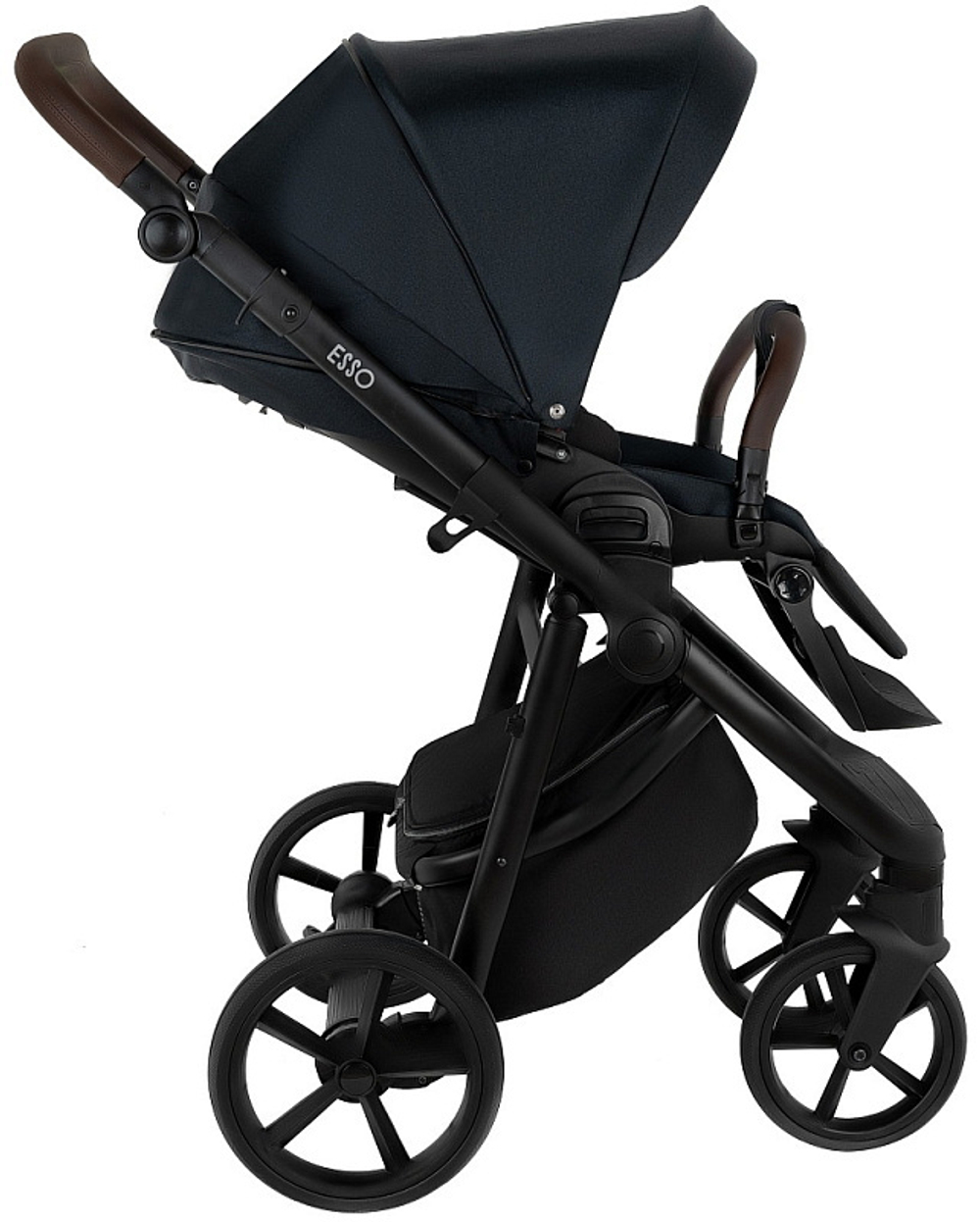 Детская коляска Roan Esso 2025 3 в 1 с автокреслом Tutis Elo Black ESS111/1 Caviar/Black