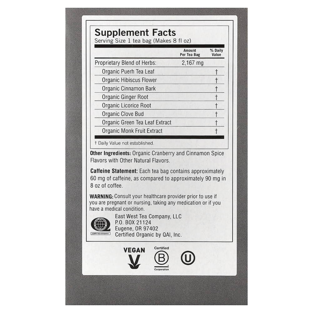 Yogi Tea, клюква и специи Positive Energy™, 16 чайных пакетиков, 36 г (1,27 унции)