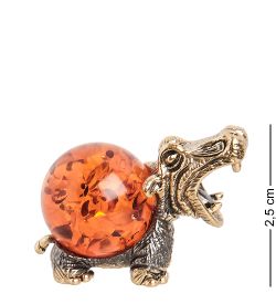 AM-1506 Фигурка «Бегемот Яшка» (латунь, янтарь)