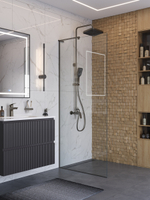 Душевая перегородка BelBagno UNO-L-1-TB-90-C-GM профиль оружейная сталь, стекло прозрачное