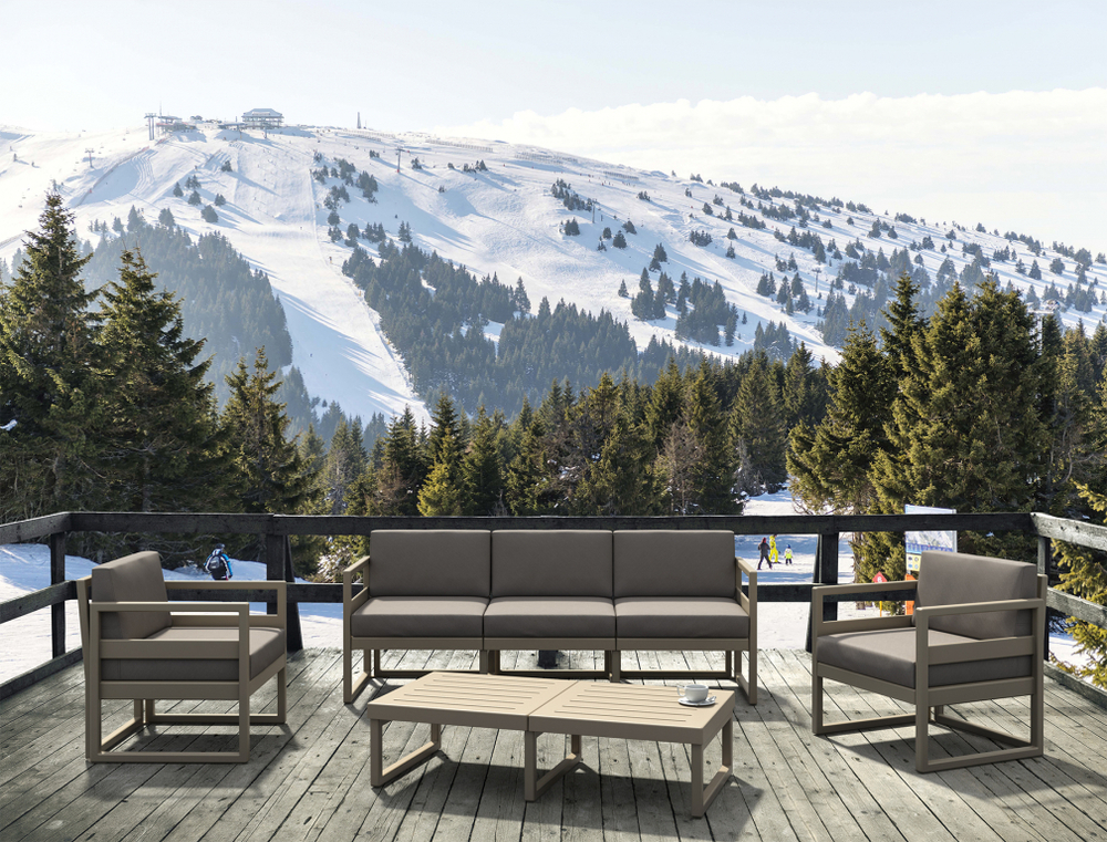 Комплект пластиковой мебели Siesta Contract Mykonos XL, бежевый, светло-коричневый