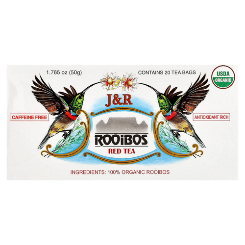 J&R Port Trading, красный чай ройбуш, без кофеина, 20 чайных пакетиков, 50 г (1,765 унции)