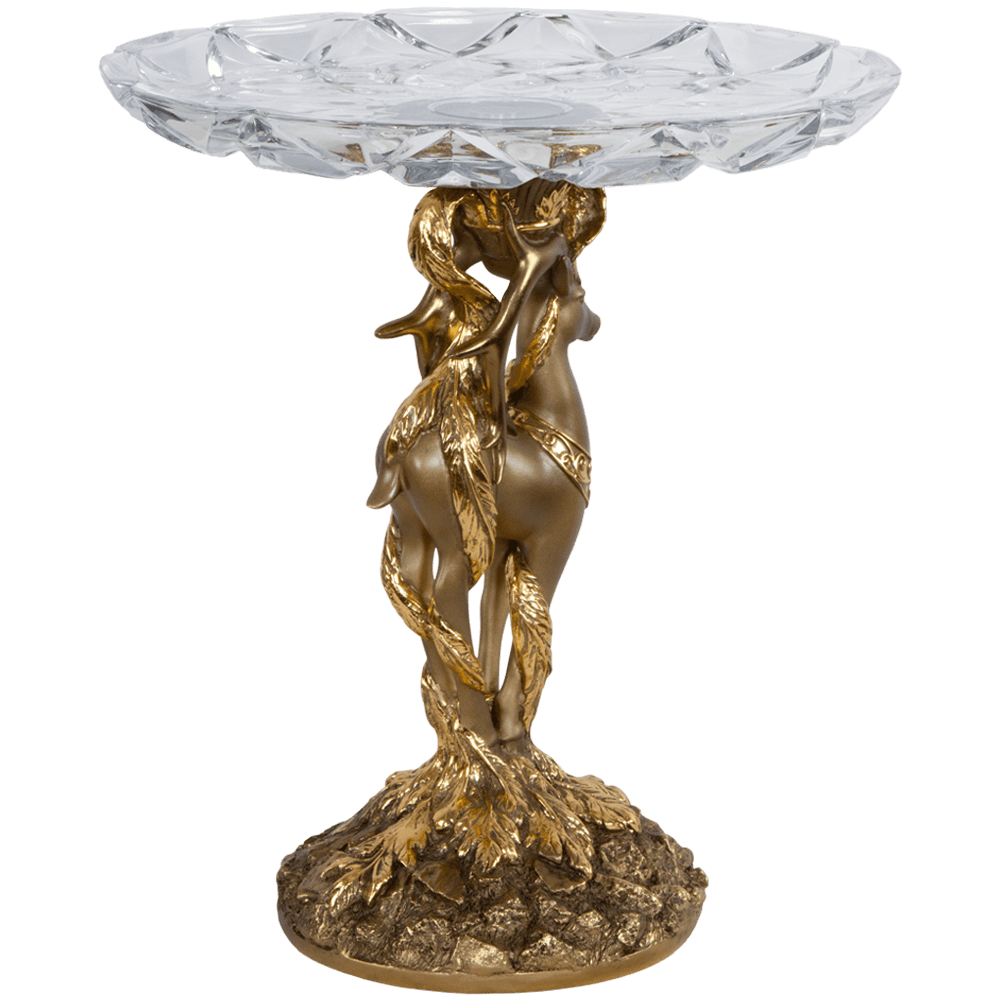 Фруктовница Лань Артемиды Бронза со стеклянной чашей