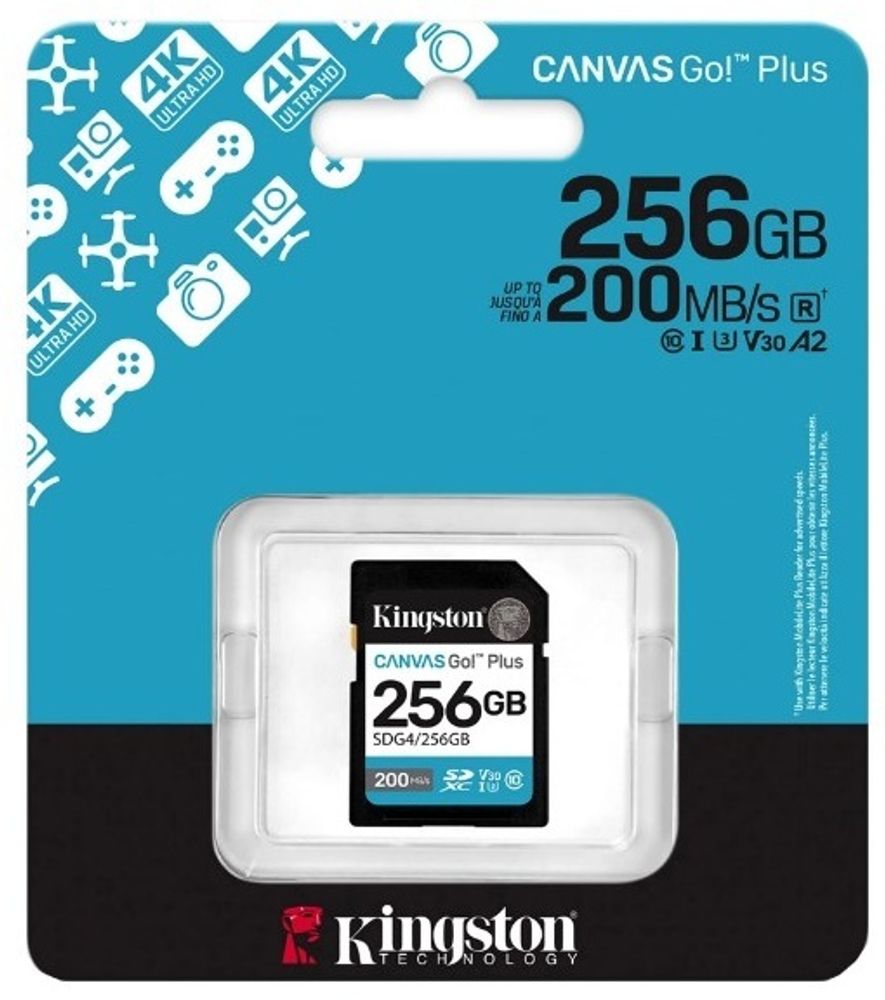 Карта памяти Kingston Secure Digital XC Canvas Go! Plus SDG4/256GB 256 Гб