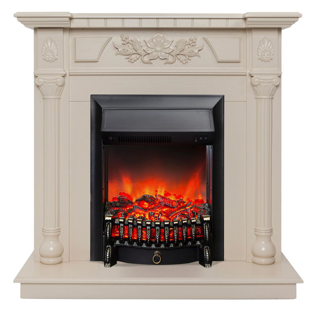 Каминокомплект Real Flame Dacota WT с очагом Fobos Lux Black (без пульта)