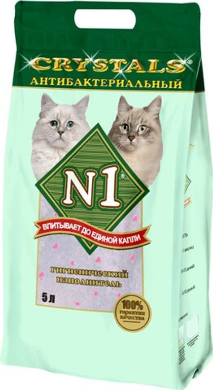 N1 CRYSTALS Антибактериальный Наполнитель силикагелевый зеленый, 5 л