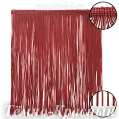 Бахрома шелковая для танцев 20 см, Тёмно-Красная, нейлоновая, двойная нить, опт от 10 м