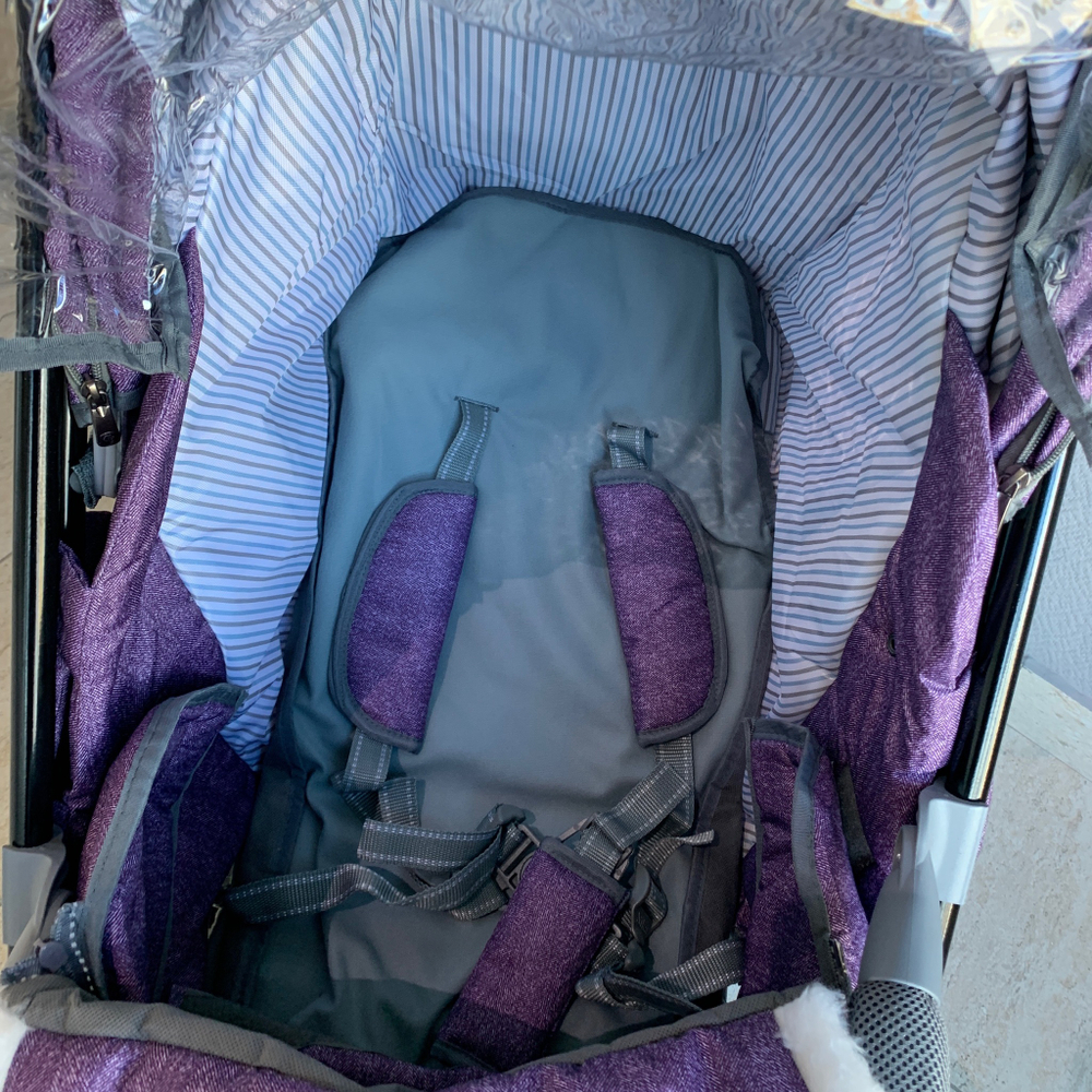 Коляска комбинированная «Наши детки» 6 баклажан с полоской (арт. НДТ6/6)